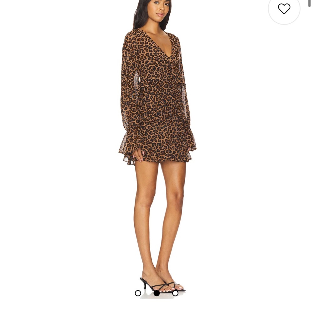 Show Me Your MuMu fleetwood mini Brown Leopard Long Sleeve Dress
